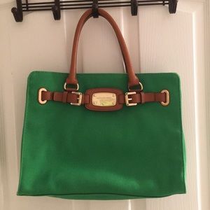 Michael Kors green canvas purse